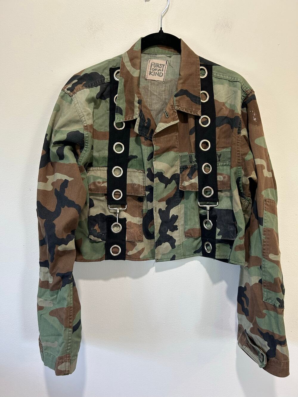 Furst of a Kind camo jacket womens M cropped artsy street festival